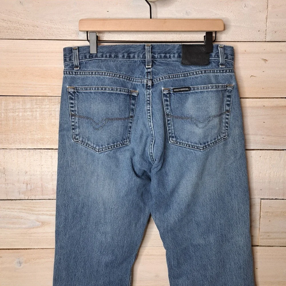 Bikercore Thrashed‎ Harley Davidson Jeans Men's 36x34 Straight Leg Relaxed Fit